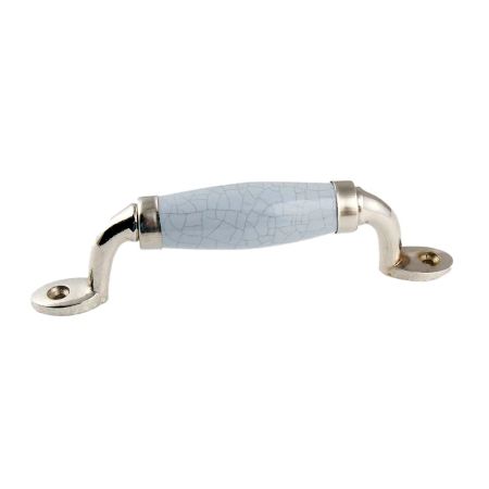 Grey Crackle Small Ceramic Silver Door Handles
